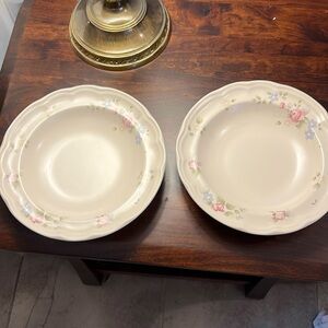 Tea rose soup plates set of 2